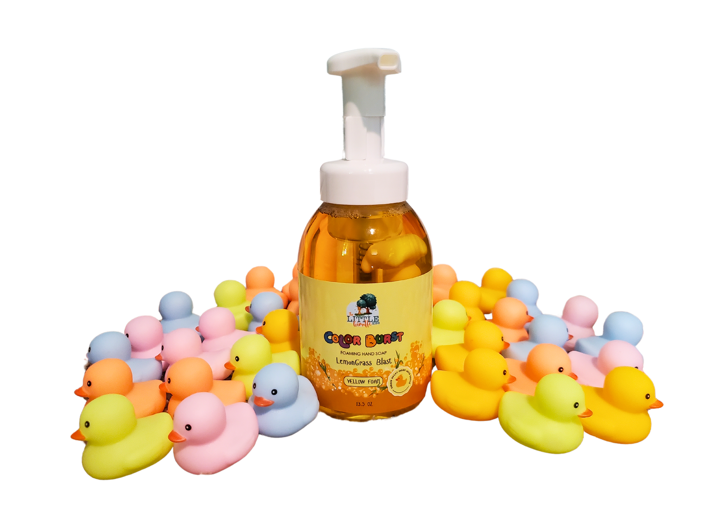 Organic, Colorful Foaming Hand Soap for Kids. Yellow Foam. Fragrance Lemongrass.