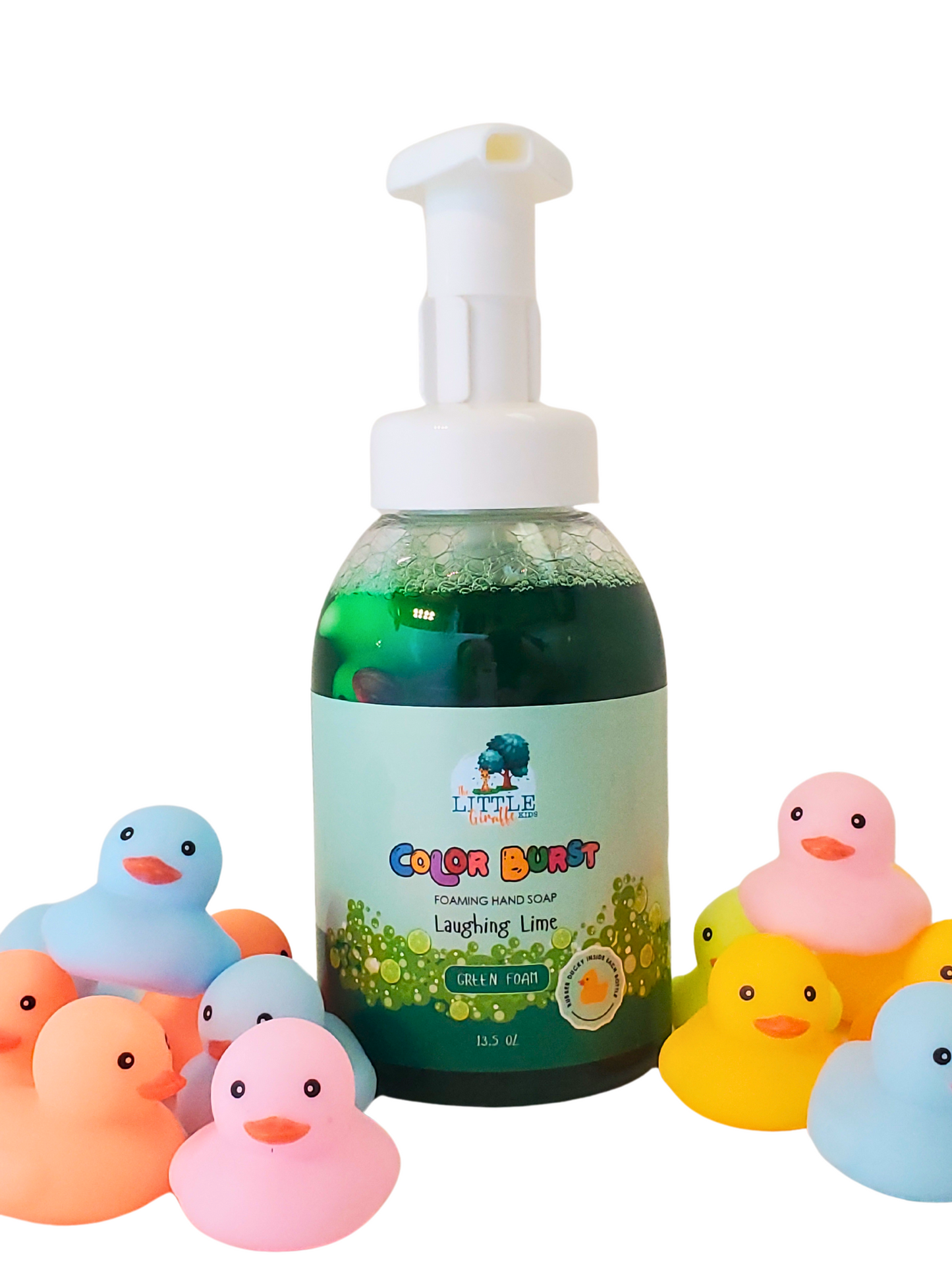 Organic, Colorful Foaming Hand Soap for Kids. Green Foam. Lime Fragrance.