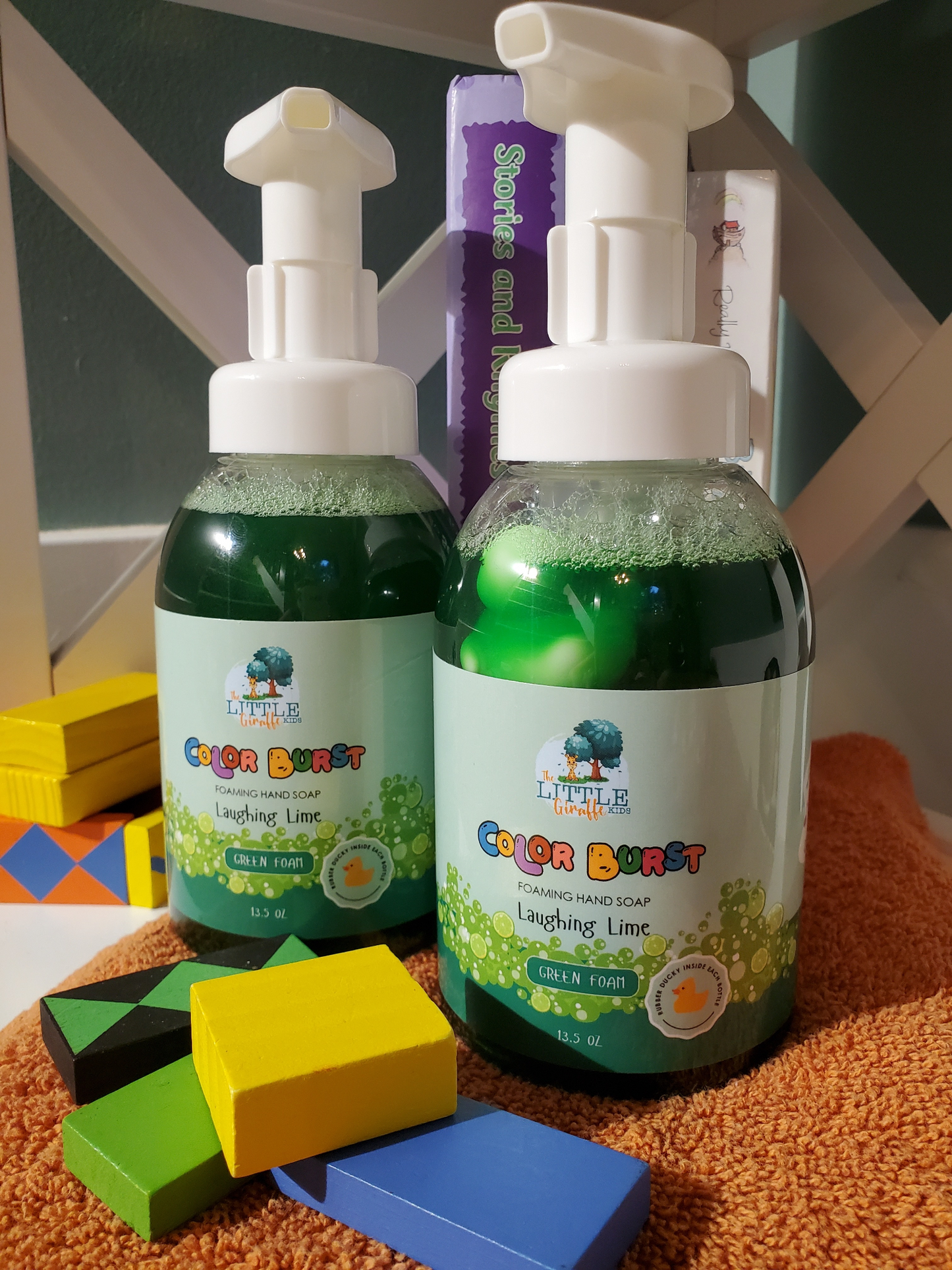 Organic, Colorful Foaming Hand Soap for Kids. Green Foam. Lime Fragrance.